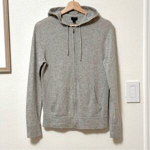 J Crew Men’s 100% Cashmere Full Zip Hoodie Sweater in Heather Gray (size S)